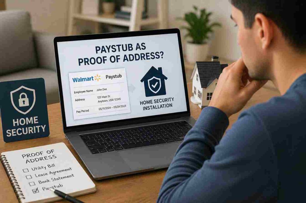 Can a Walmart Paystub Be Used as Proof of Address for Home Security Installation?