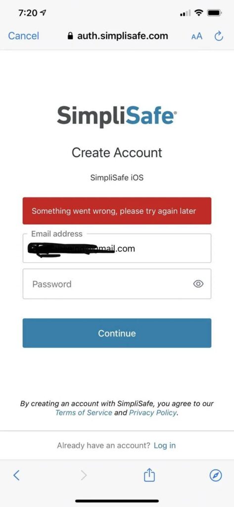 Simplisafe App Login and Account Problems